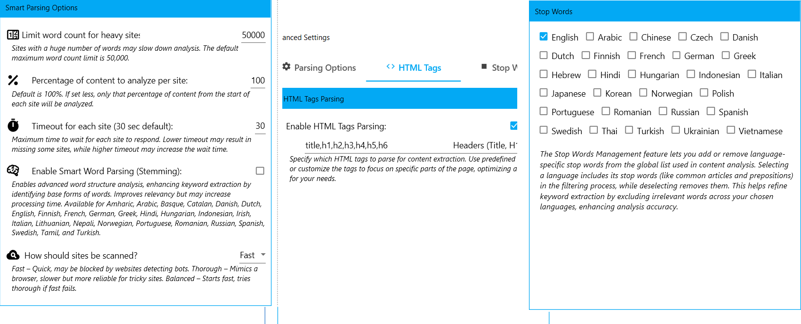 Step 1.3 Ultimate Keyword Hunter Configure Advanced Settings